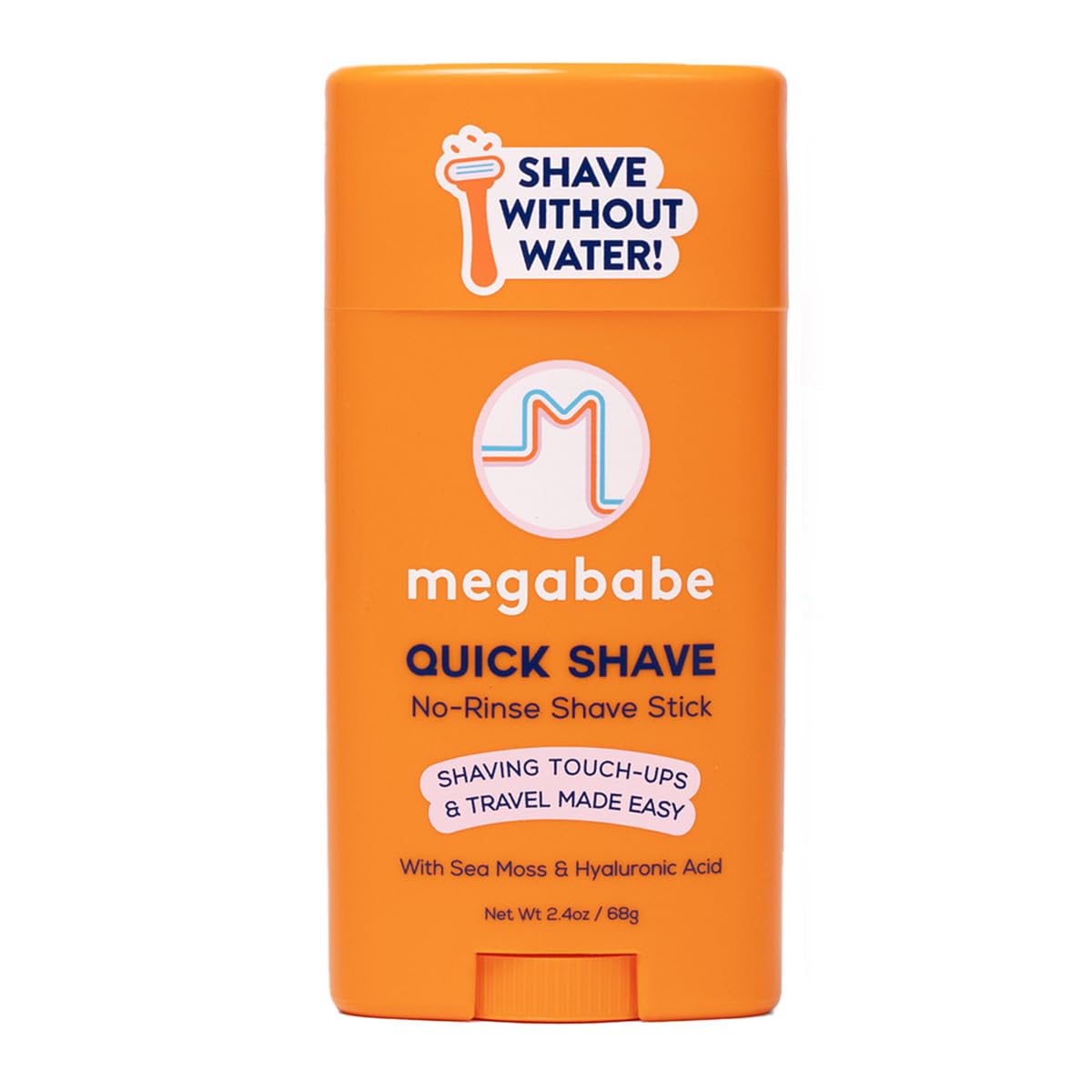 Megababe Quick Shave Stick — emballage compact, idéal pour ranger et voyager.