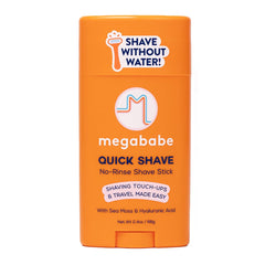 Megababe Quick Shave Stick — emballage compact, idéal pour ranger et voyager.