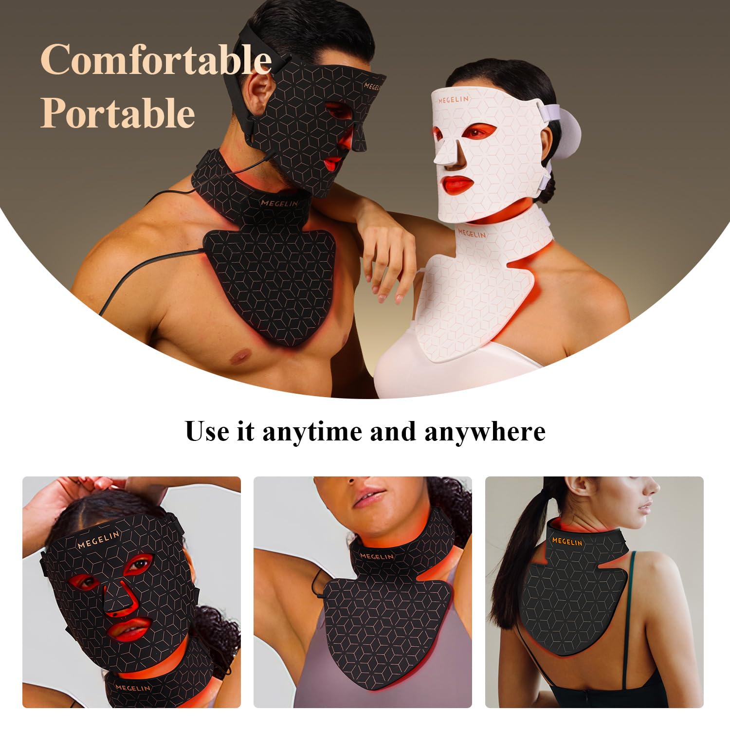 MEGELIN Masque LED Léger: porté agréable sans pression.