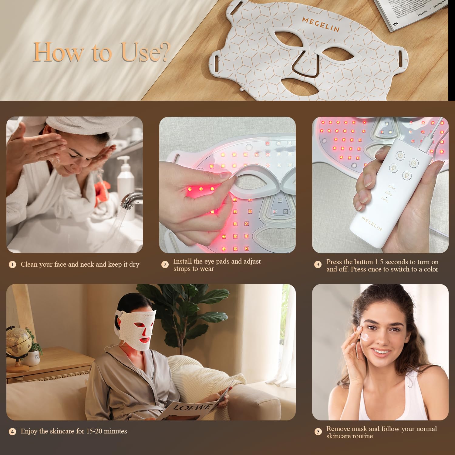 MEGELIN masque rechargeable sans piles jetables.