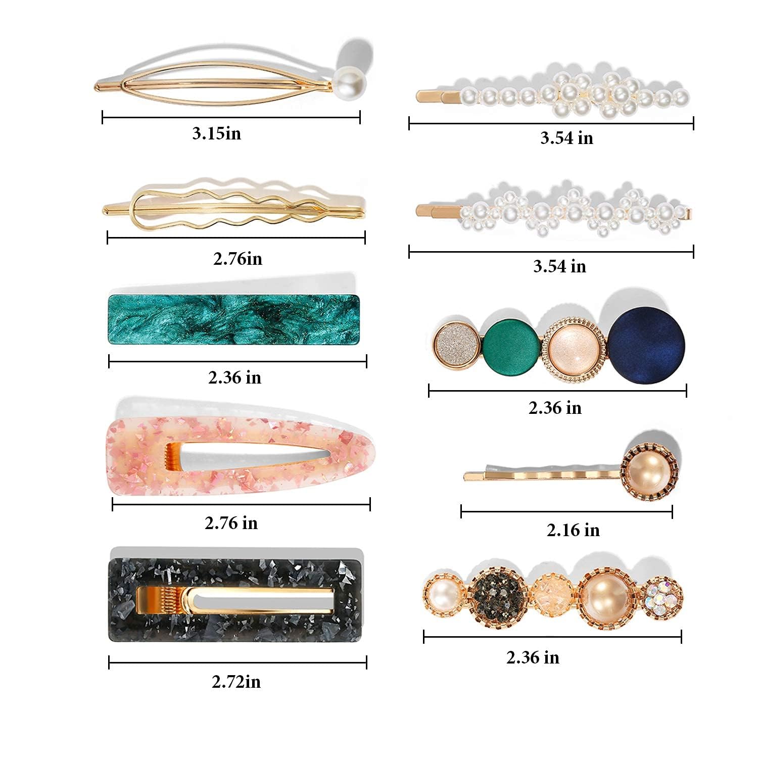 Barrettes Mehayi métal cinq pièces, allure chic et durable