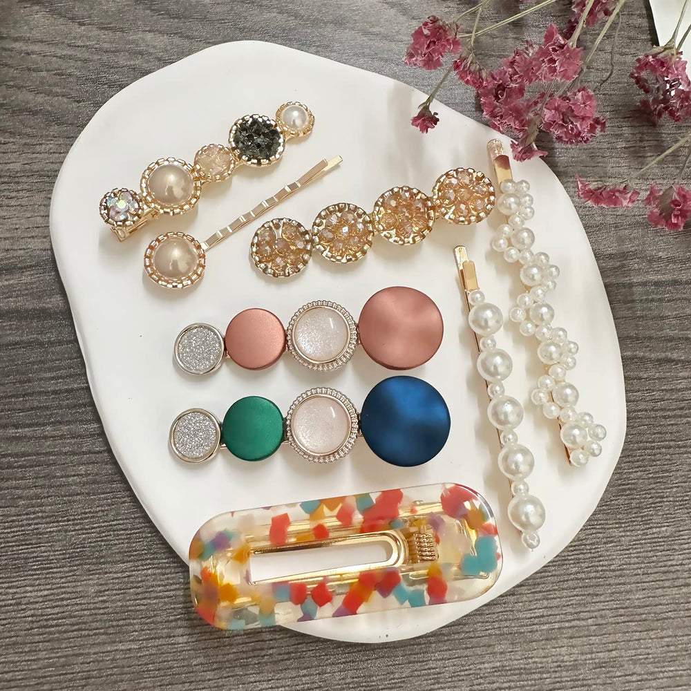 Barrette perles Mehayi blanche finition luxueuse