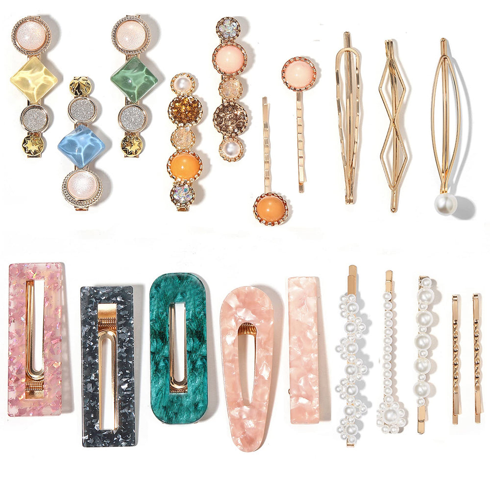 Barrettes Mehayi en perles et résine géométriques creuses pour un style élégant.