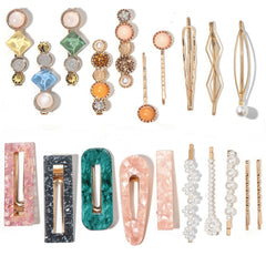 Barrettes Mehayi en perles et résine géométriques creuses pour un style élégant.