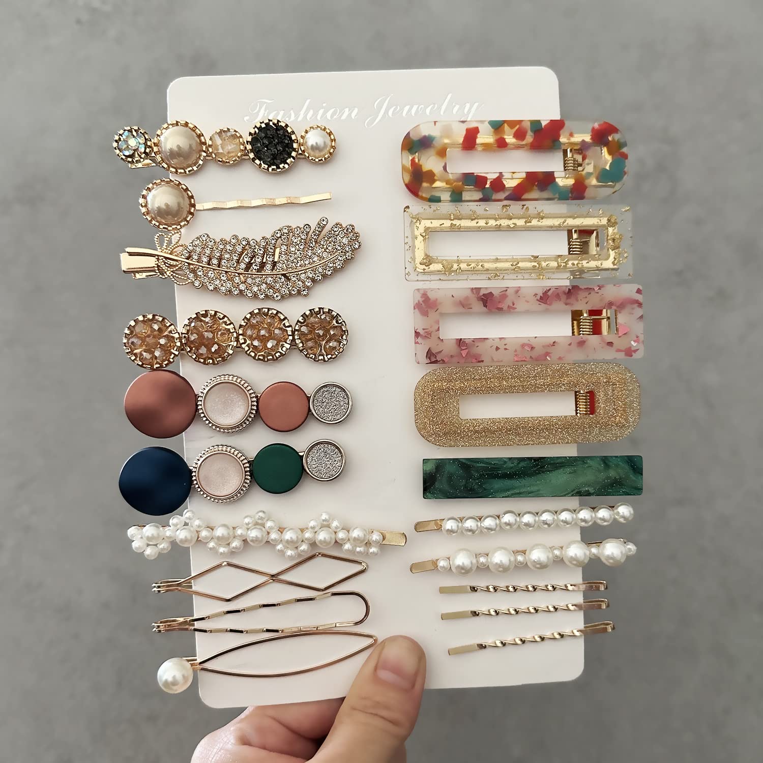 Barrettes Mehayi résine acrylique motif géométrique pour look moderne