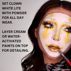 Mehron Clown White Lite, formule européenne légère, confort sur peau active.