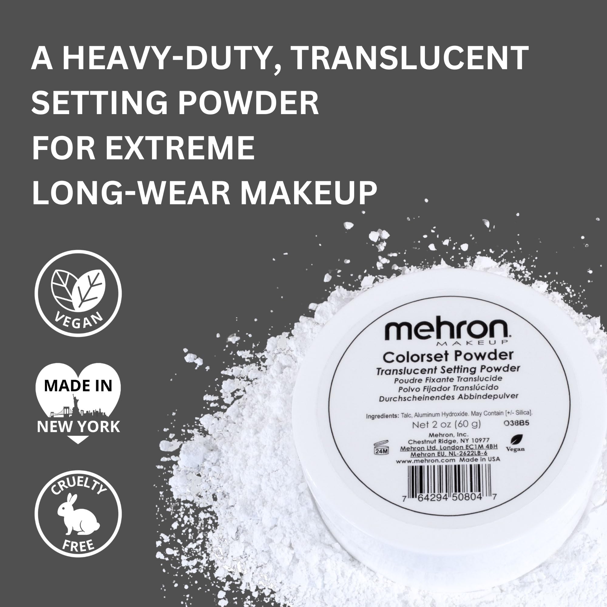Mehron Colorset: absorption d’huile pour une fixation fiable du maquillage.