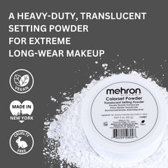 Mehron Colorset: absorption d’huile pour une fixation fiable du maquillage.