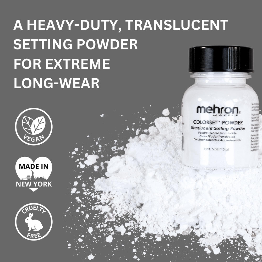 Pot de Mehron Colorset translucide ouvert pour usage professionnel