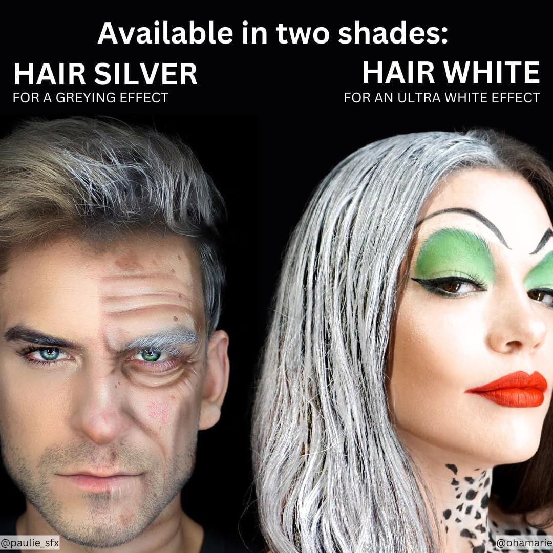 Mehron Hair White – enlève facilement sans taches après le spectacle.