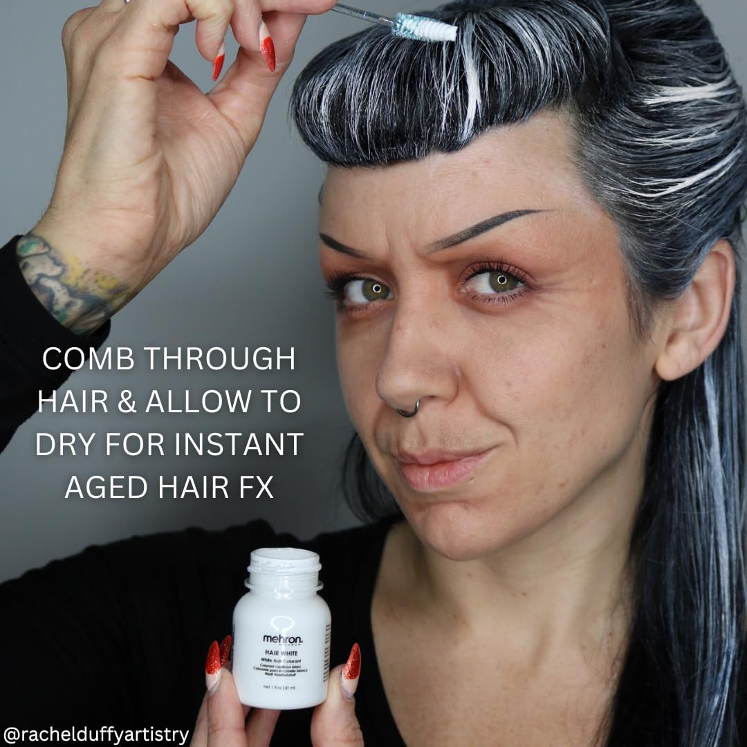 Mehron Hair White, couleur amovible, parfaite pour théâtre et déguisements.