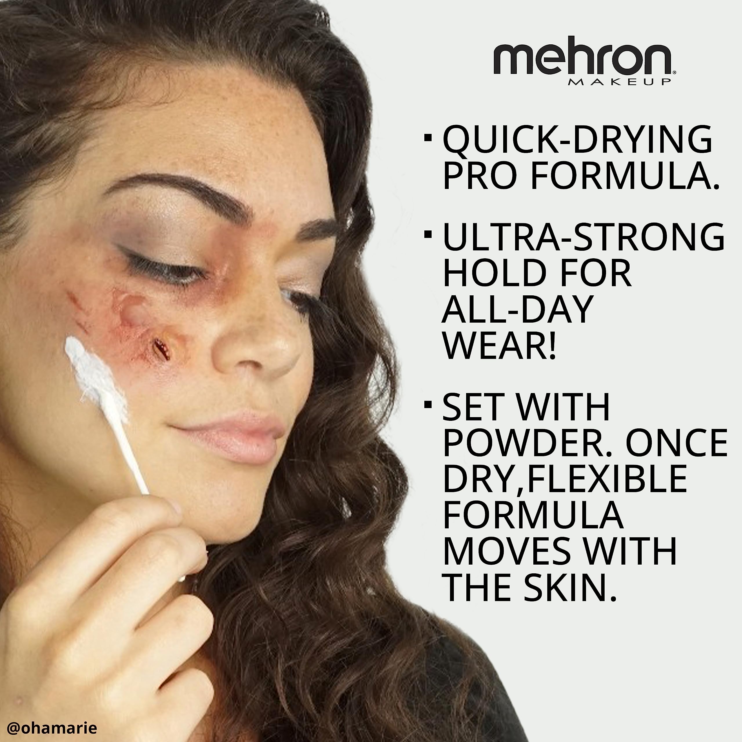 Mehron latex couches poudrées entre chaque couche pour finitions nettes
