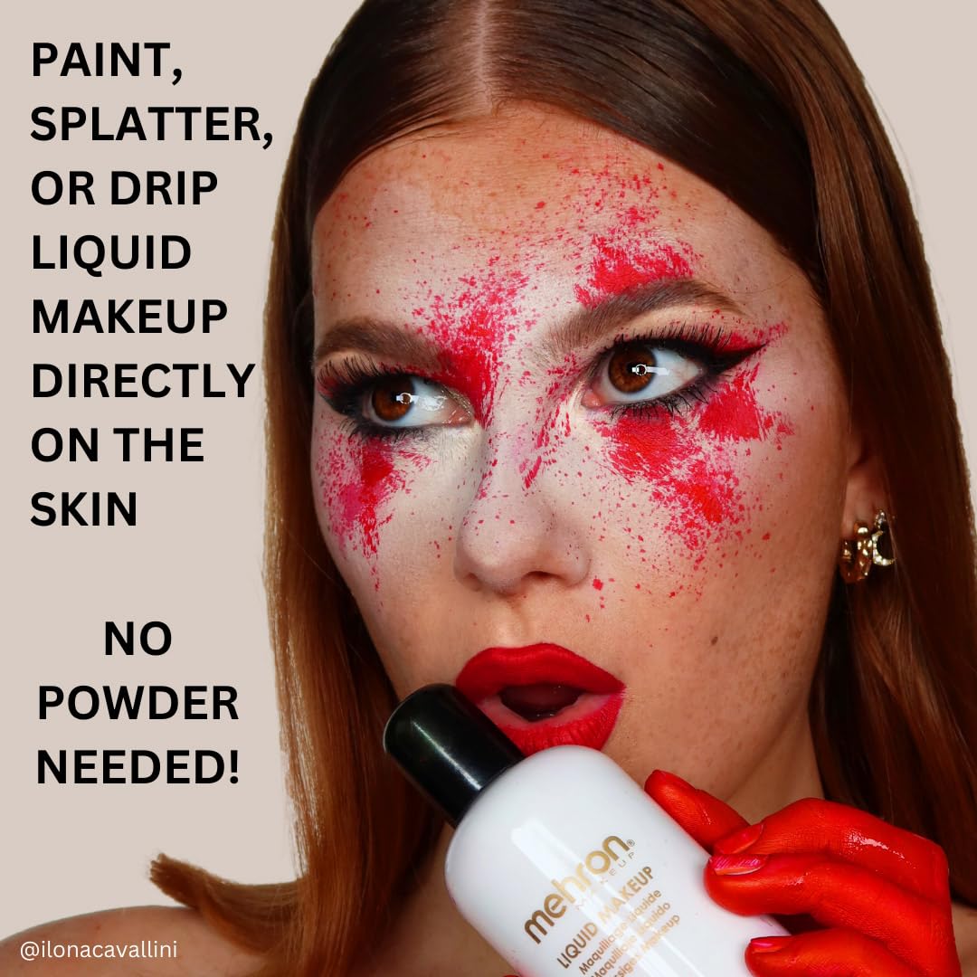 Mehron Liquid Makeup compatible aérographe pour des applications fines et professionnelles.