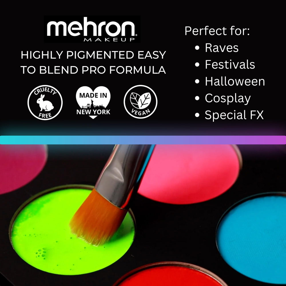 Texture hydrique de Mehron Paradise FX Neon UV Glow offrant une application fluide.