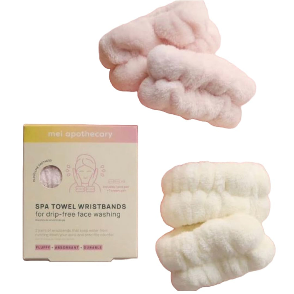 Mei Apothecary poignets anti-goutte en rose gardant les manches sèches pendant le lavage.