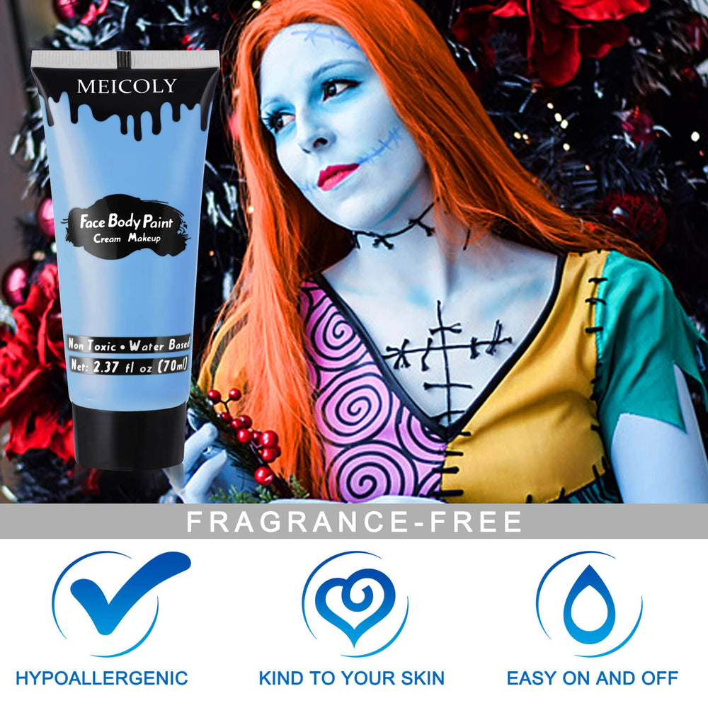 Application facile sur le visage et le corps pour un look bleu clair saisissant par MEICOLY.