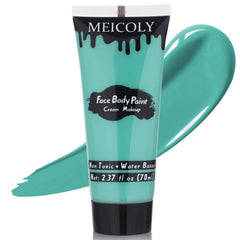 MEICOLY crème bleu-vert visage et corps, bouteille 70 g, couvrance élevée et longue tenue.