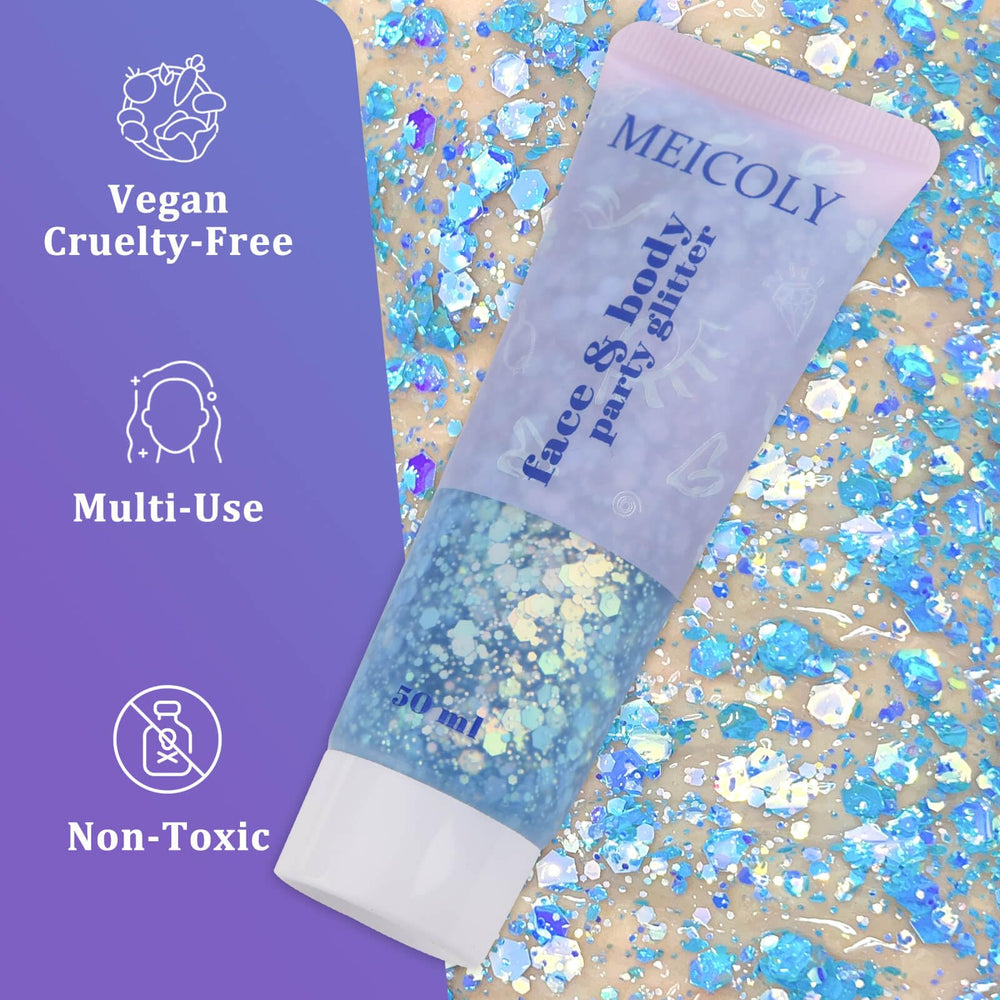 MEICOLY paillettes douces sur peau, usage quotidien sans irritation.