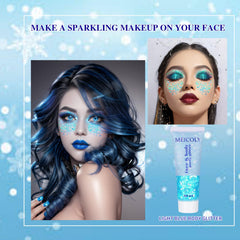 MEICOLY paillettes visage bleu clair pour effet féerique.