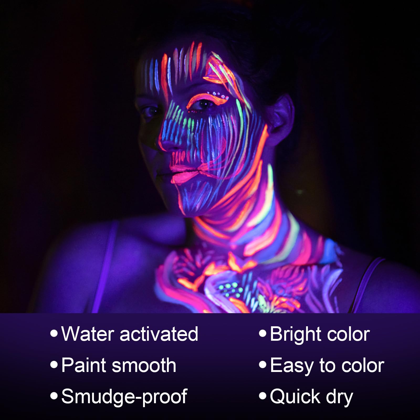 MEICOLY pigments néon pour visage et corps sous UV
