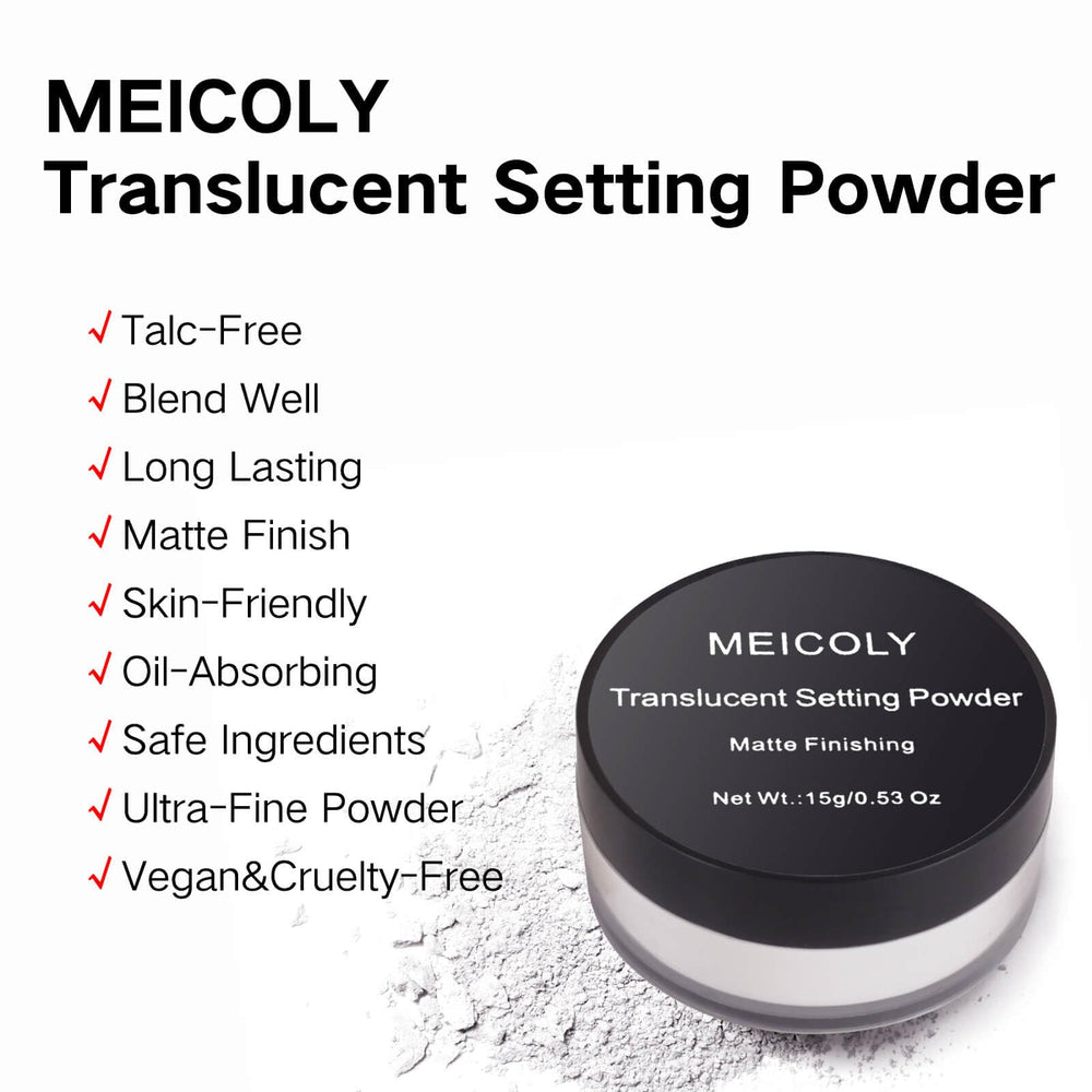MEICOLY poudre libre contrôle la brillance et prolonge le maquillage