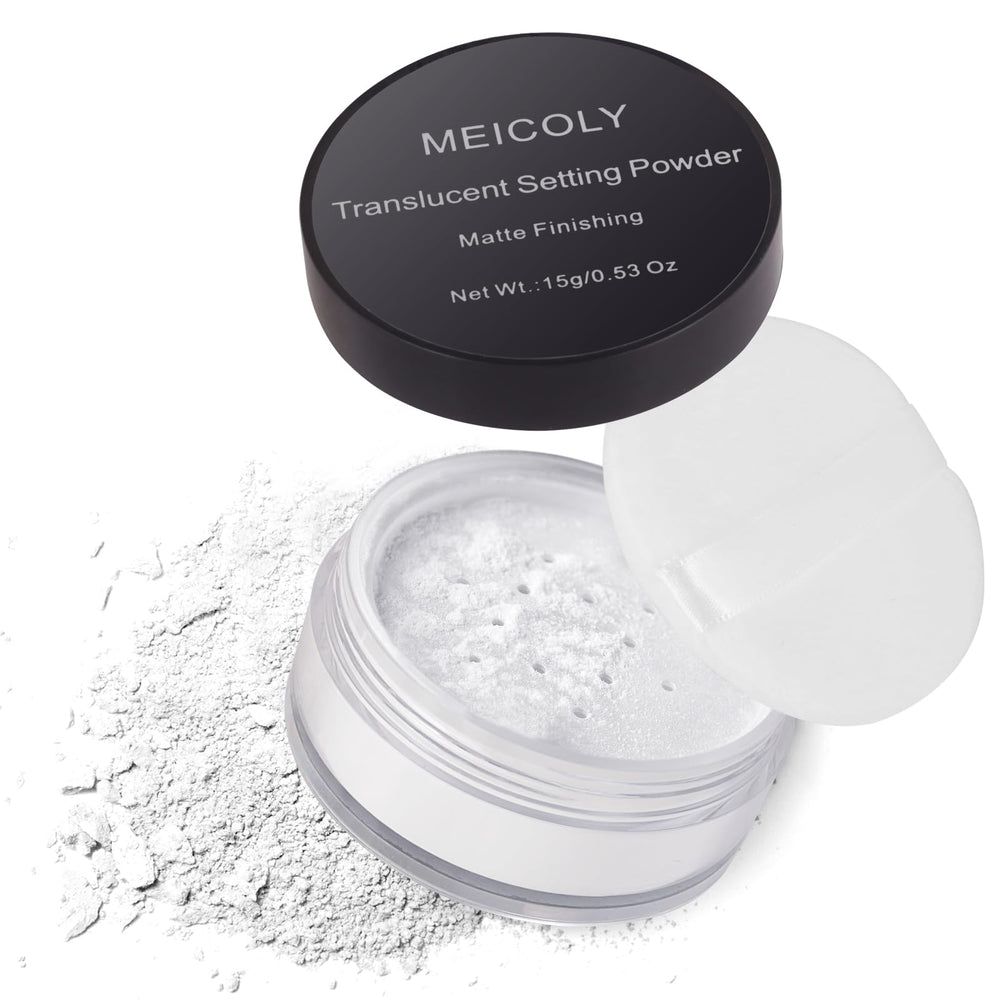 Poudre libre translucide MEICOLY ensemble pour un fini naturel et durable