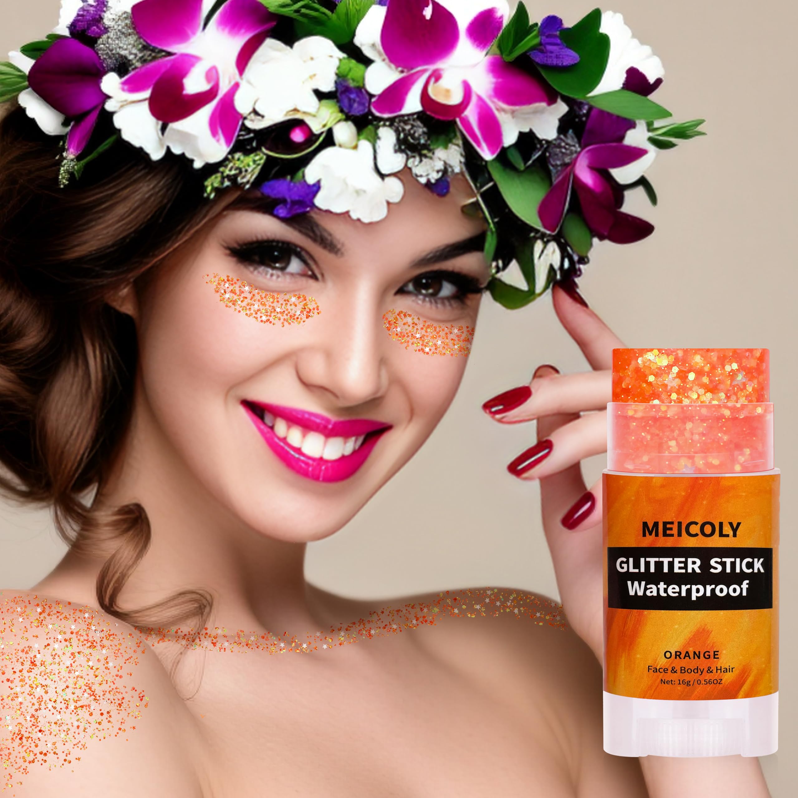 MEICOLY dos orange paillettes pour un éclat discret dans le dos.