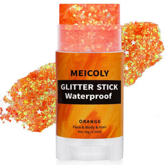 MEICOLY stick paillettes visages-corps orange pour un éclat durable.