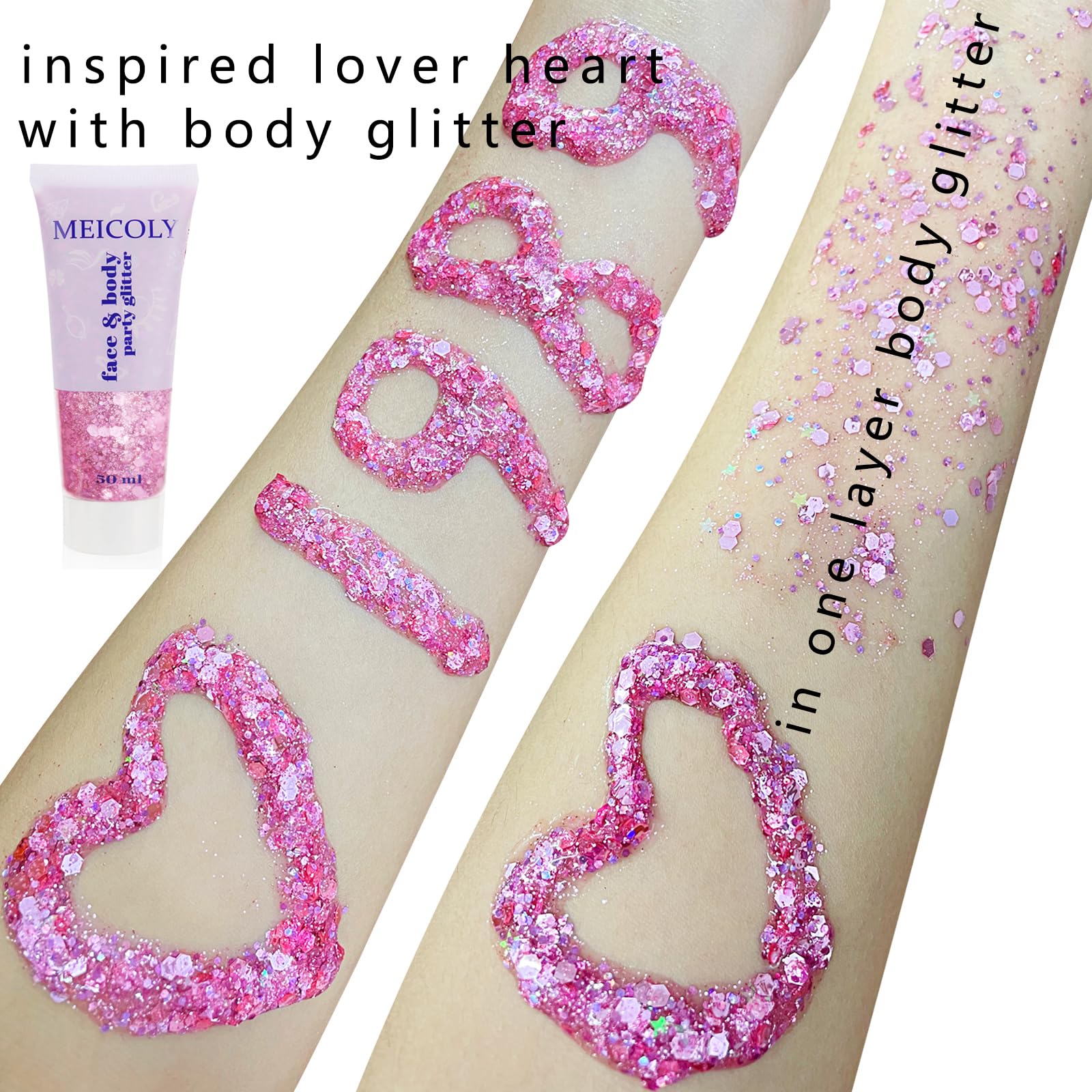 MEICOLY rose glitter peau adapté fête et spectacle