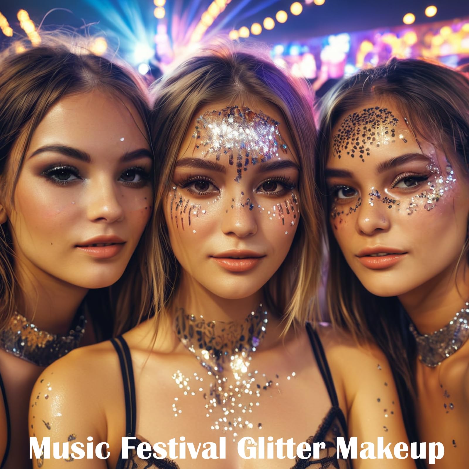 MEICOLY paillettes visage argentées, maquillage scintillant et sûr.