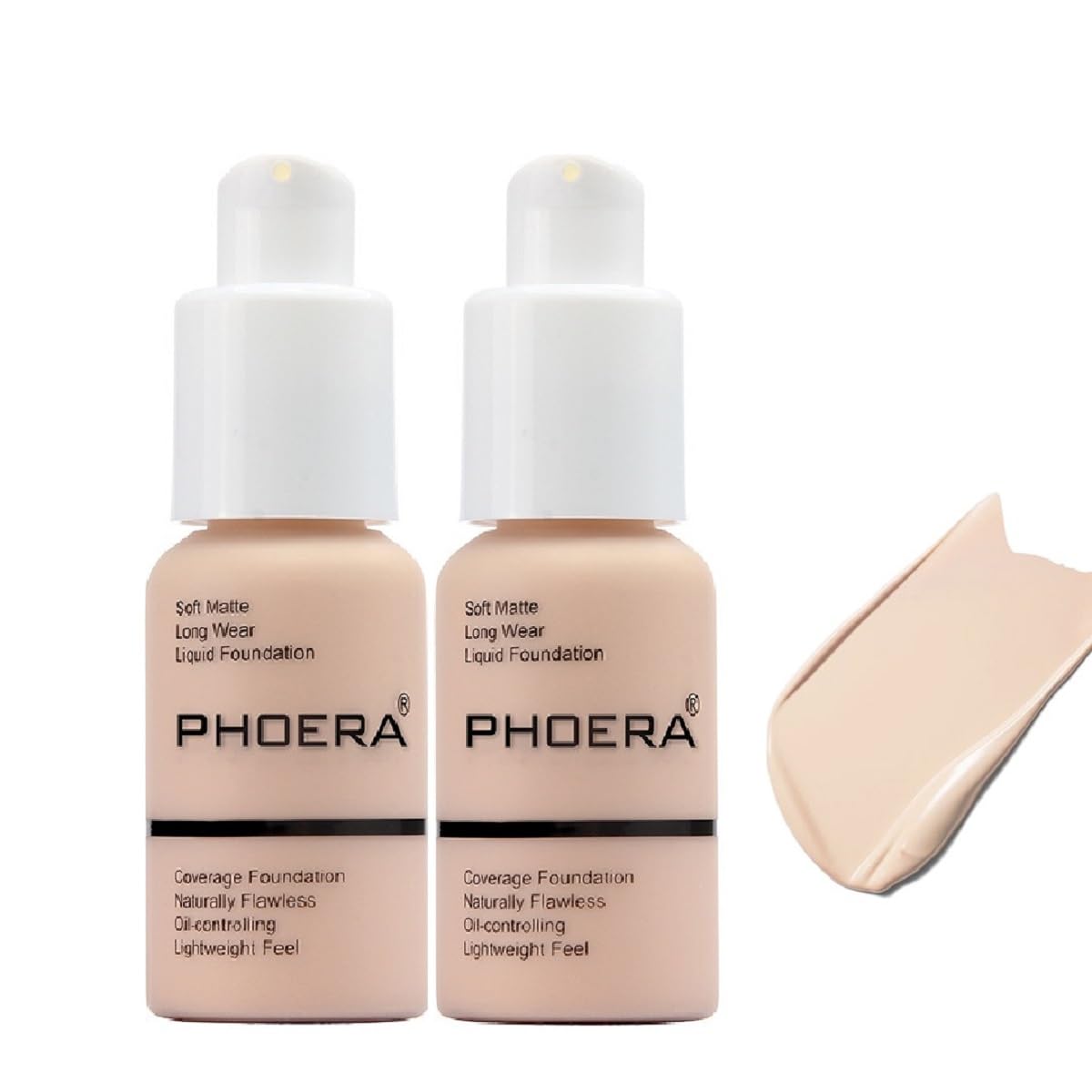 Meifen Porcelain foundation bottle displaying an oil-control formula for natural finish.