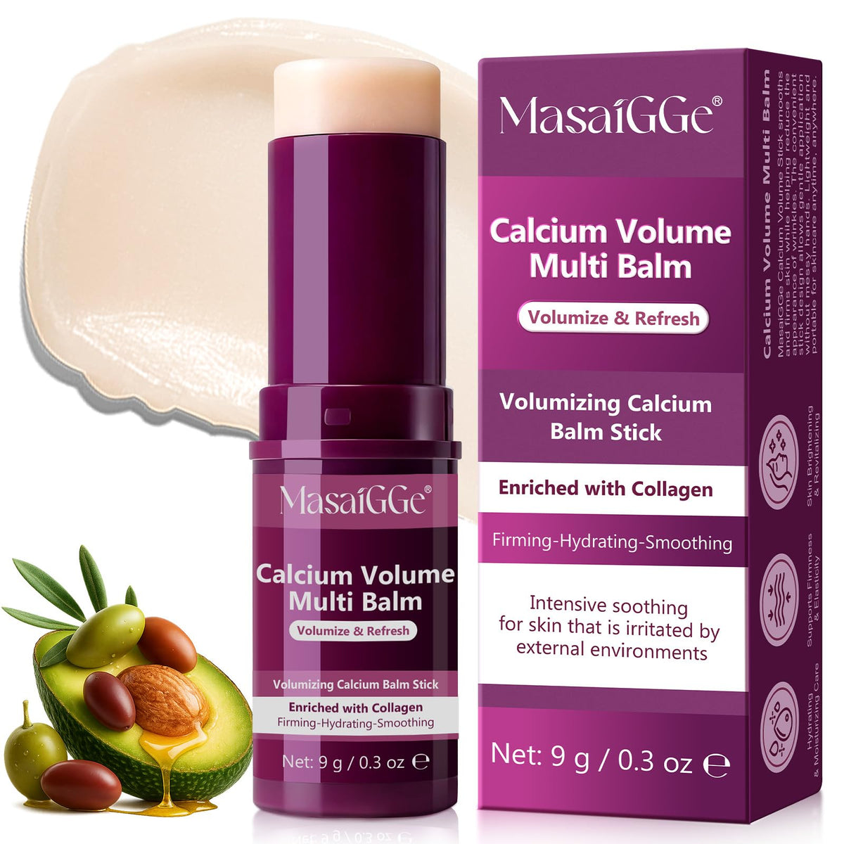 Meifenla Calcium Multi Balm Stick pour visage et yeux, hydratation et élasticité.