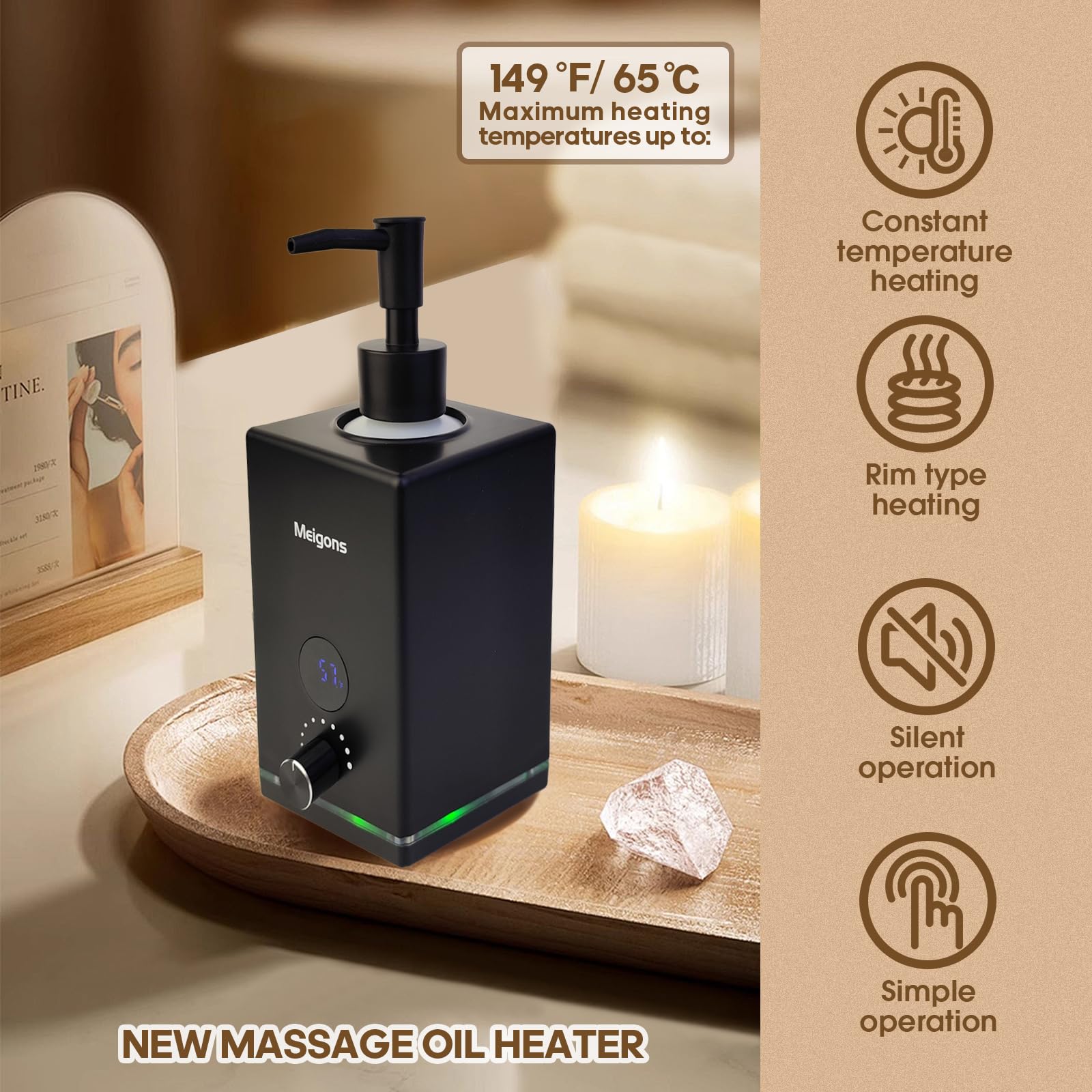 Meigons distributeurs bouteilles d'huile, pratique et hygiénique en cabine.