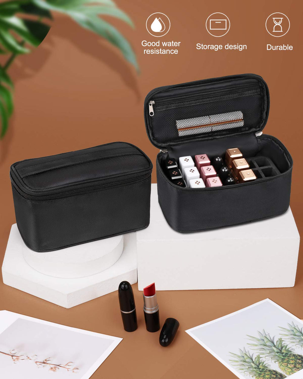 Sac Meiiy Transport compact maquillage en voyage pour rangement sûr.