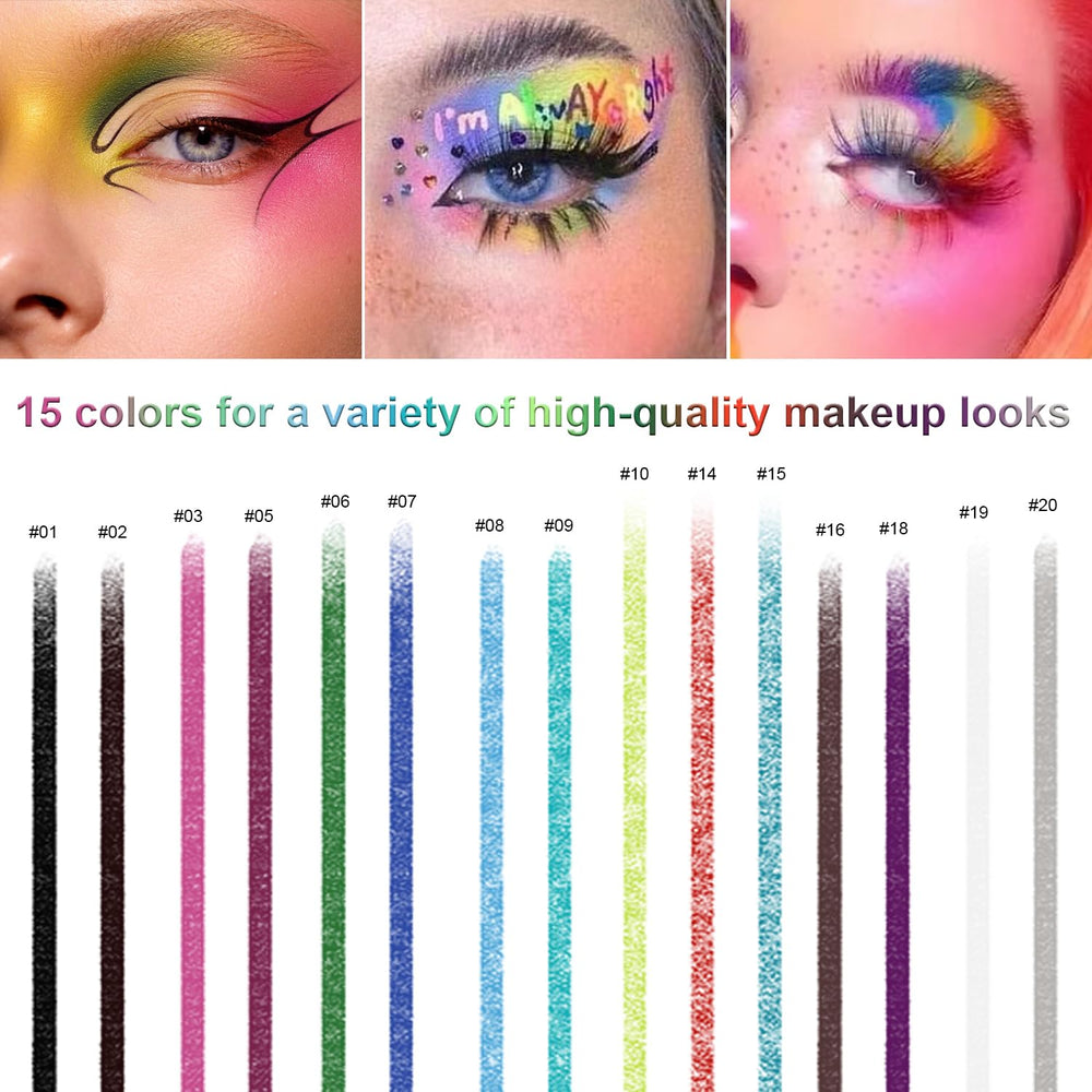 Meilury echantillons-delineants-yeux-15-couleurs-nacrees: palette variée et lumineuse.