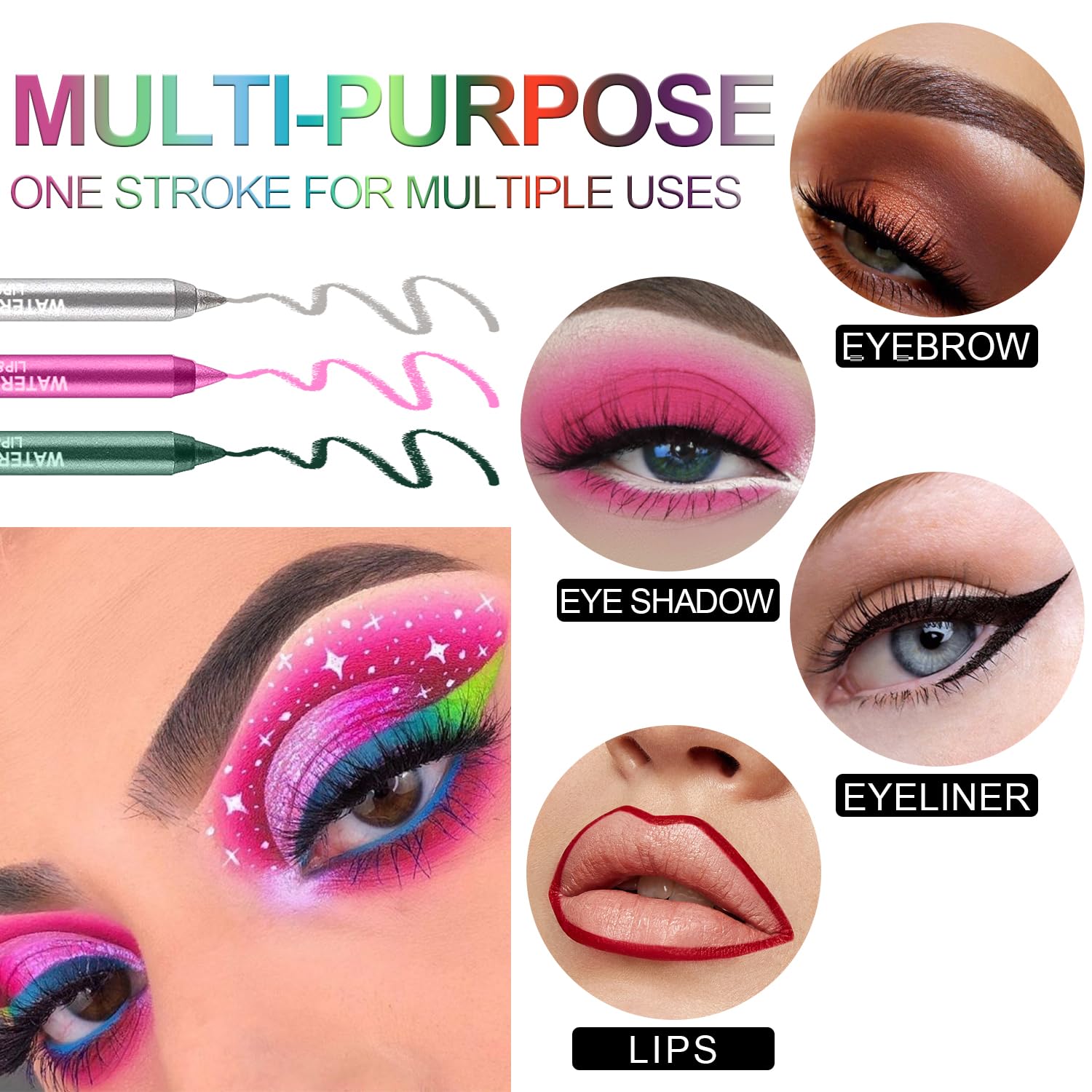 Meilury echantillons-delineants-yeux-colores: nuanciers faciles à combiner pour un look.