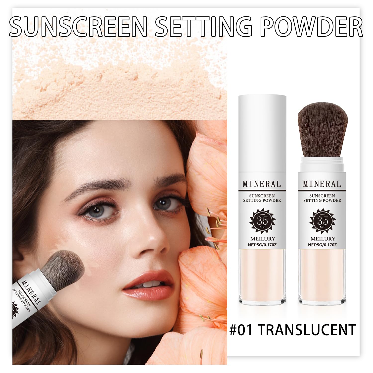 Meilury poudre SPF35 protection visage pour tous types de peau