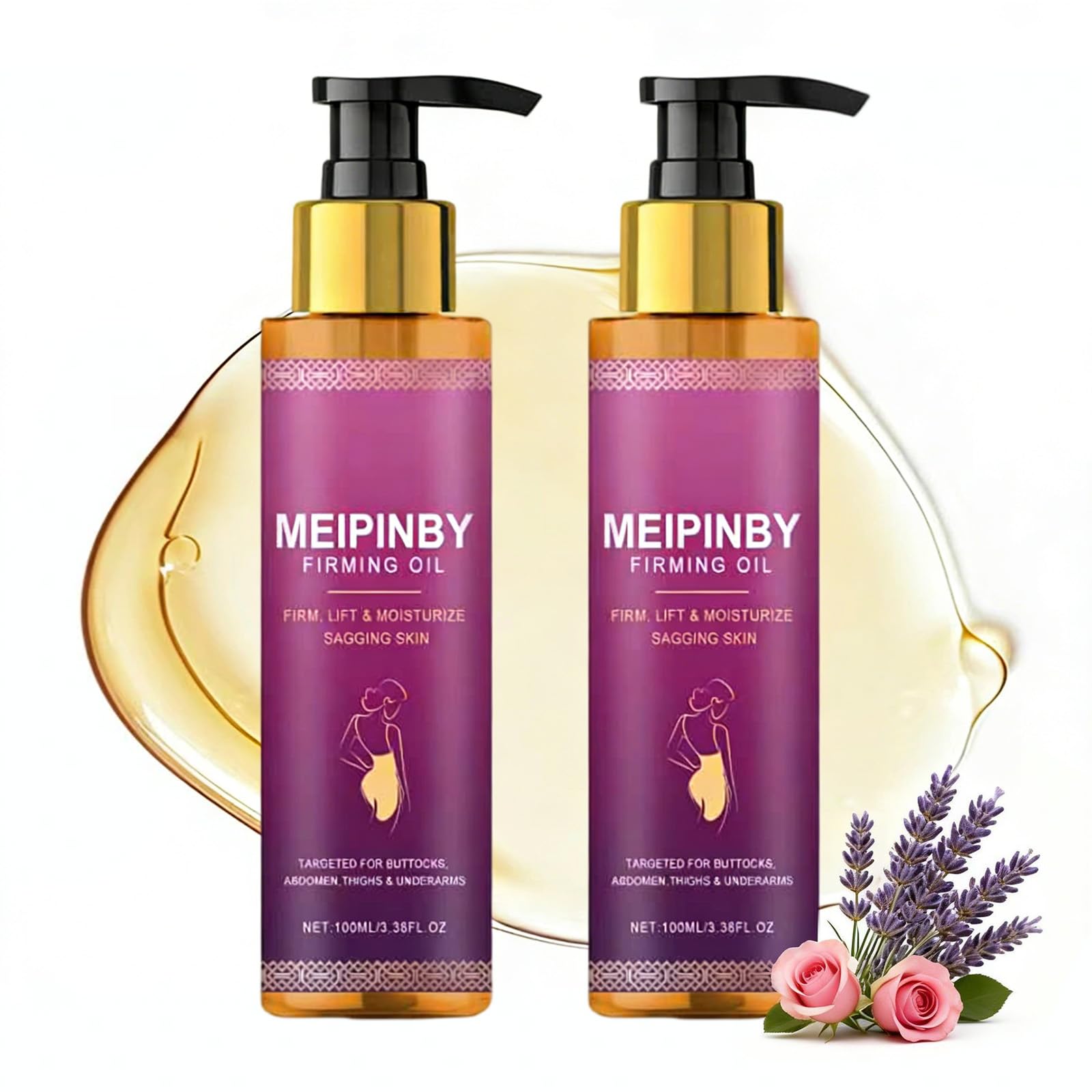 Meipinby Huile-Corps 2x100ml — bouteille élégante, hydratation rapide