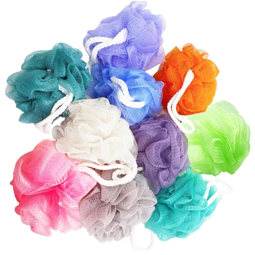 Meirrnyyu éponges douche en maille – ensemble 10 pièces, exfoliation douce pour toute la famille.