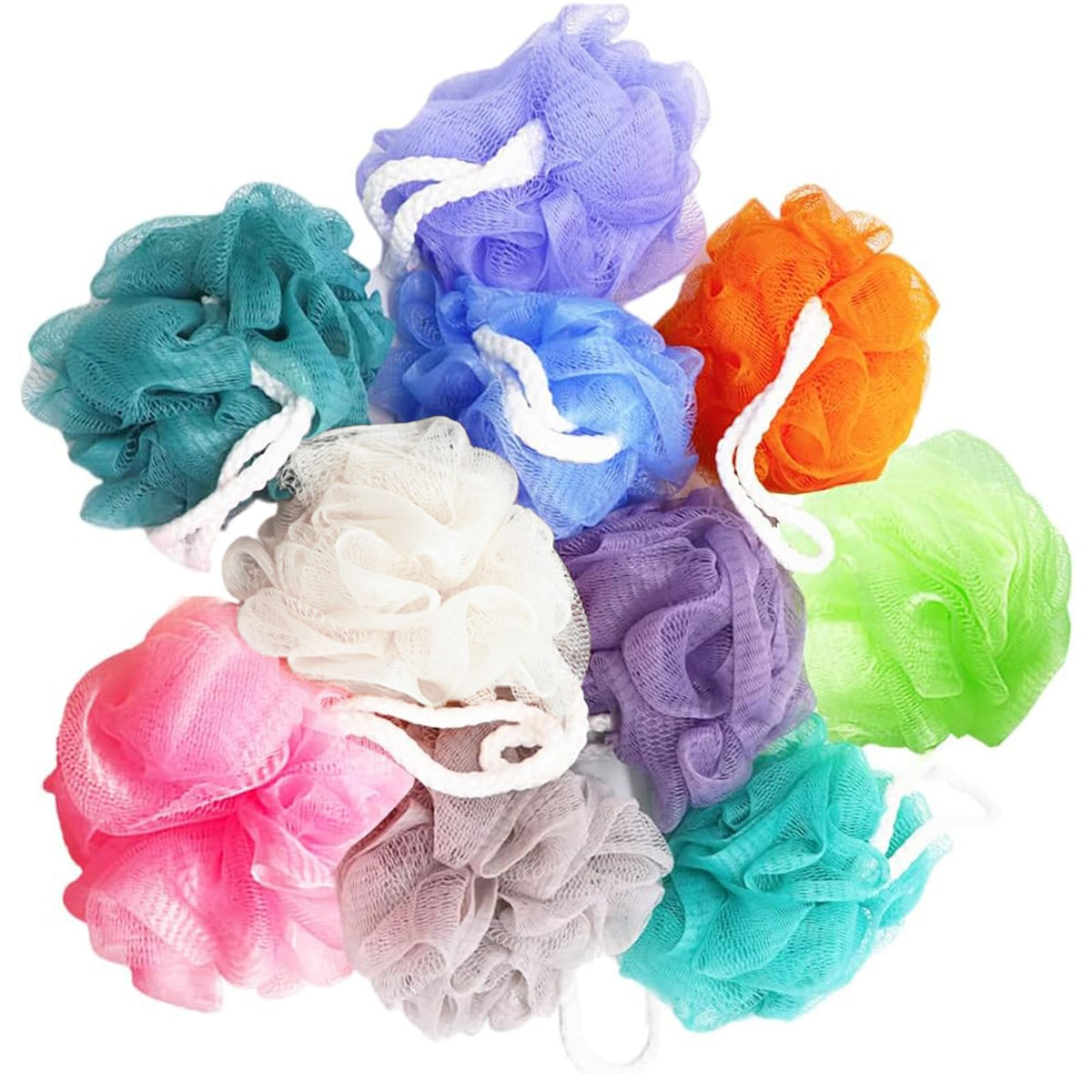 Meirrnyyu éponges douche en maille – ensemble 10 pièces, exfoliation douce pour toute la famille.