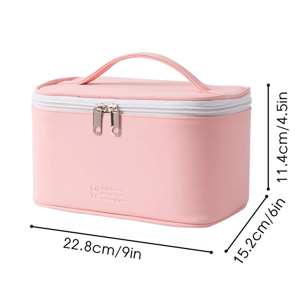 Meiyuuo sac maquillage rose clair, poignée pratique pour transport facile