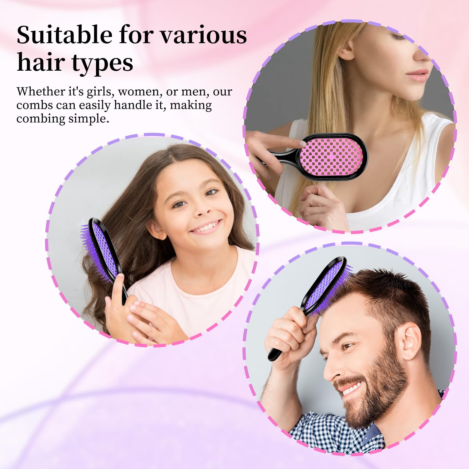 Mejglrc brosse démêlante duo-pack, idéale pour la famille et le voyage