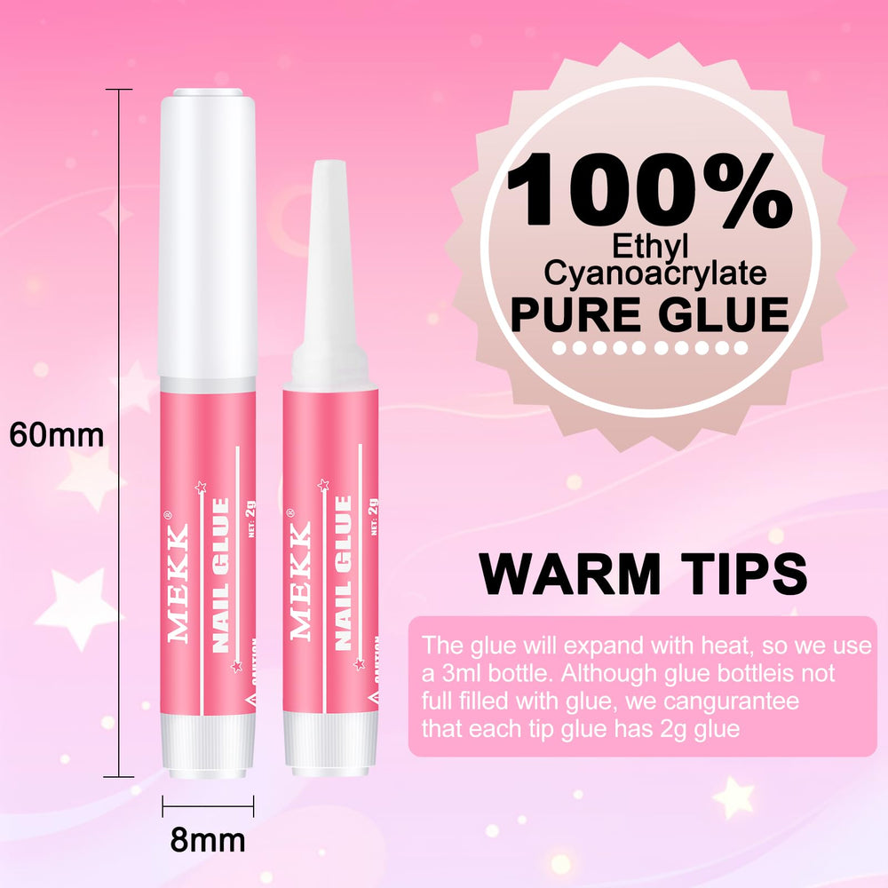 Kit MEKK de 24 colles pour ongles, idéal pour salon et maison.