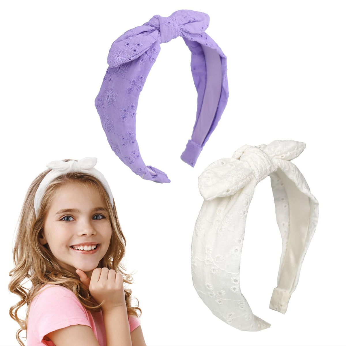 Bandeau Melbelia noeud violet pour filles, léger et confortable.