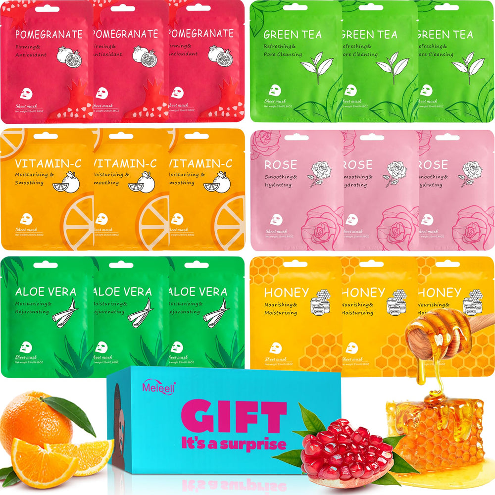 Masques visage collagène Meleell, hydratation riche pour peau douce.