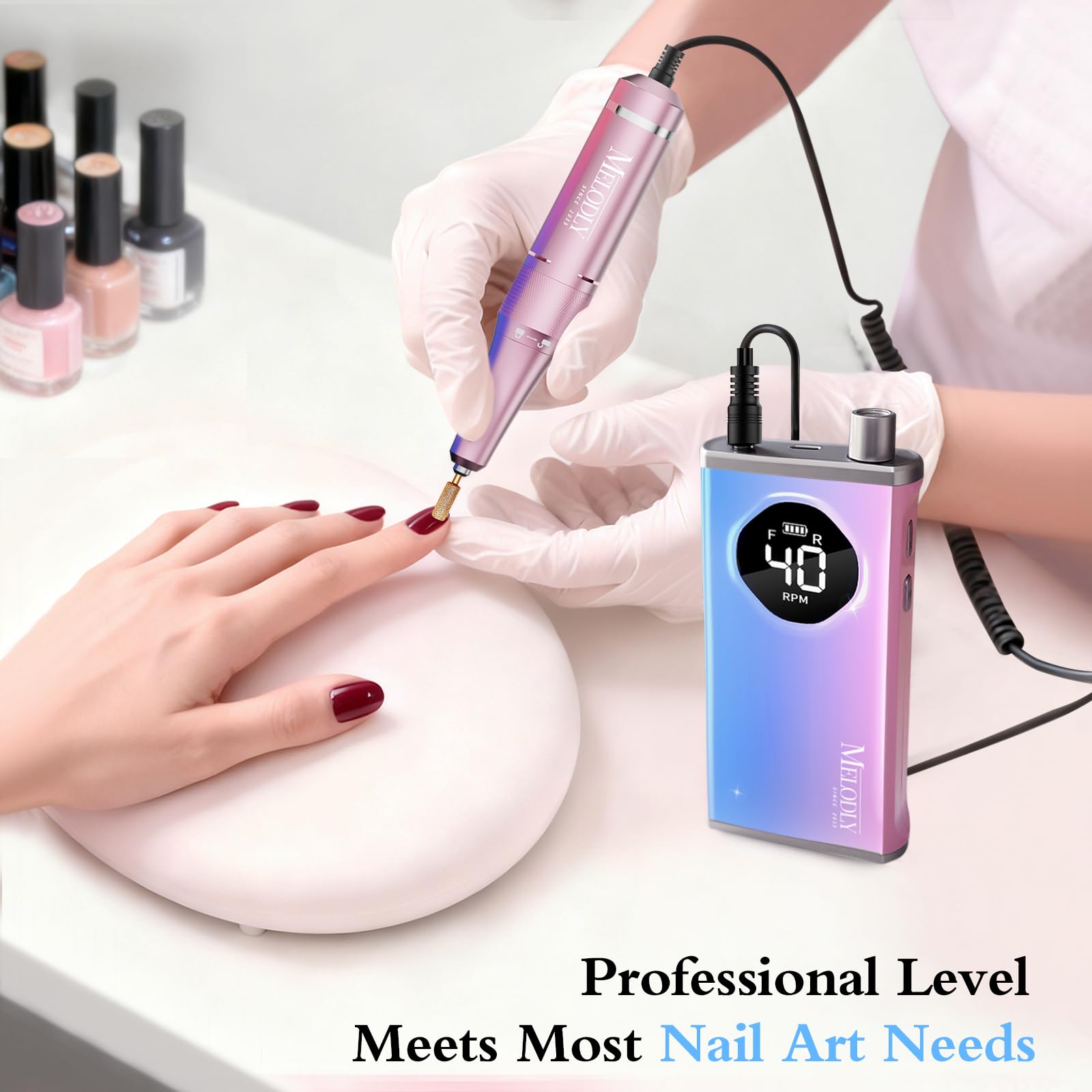 Melodly Fichier Nail Drill, kit inclus six embouts dorés polyvalents