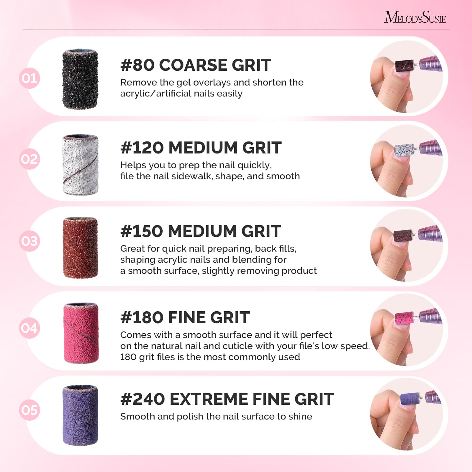 Bandes MelodySusie 150 grain pour préparation rapide des ongles