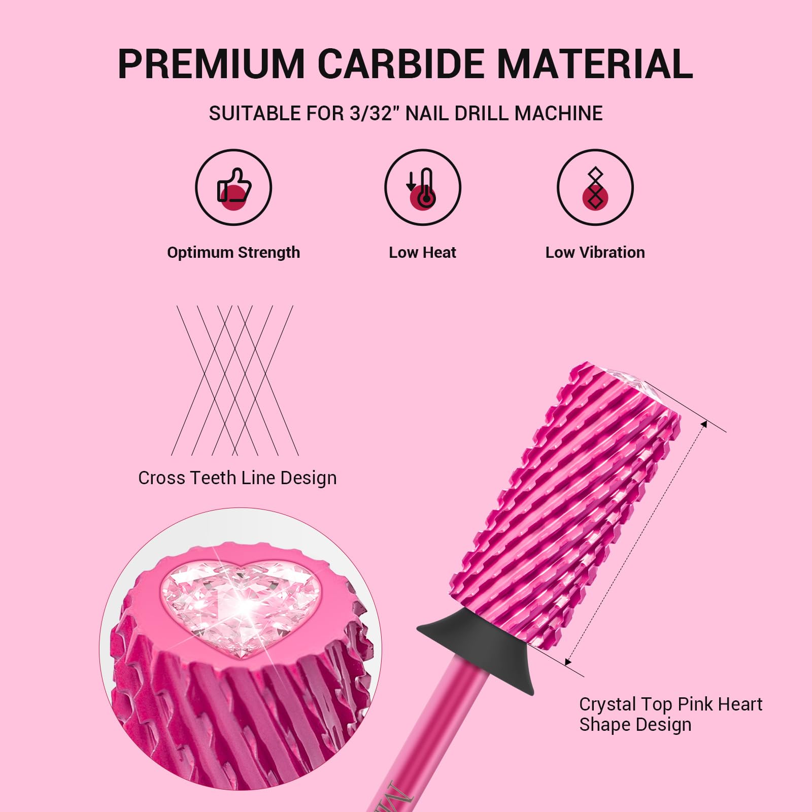 MelodySusie capot cristal rose, précision améliorée pour le polissage des ongles.