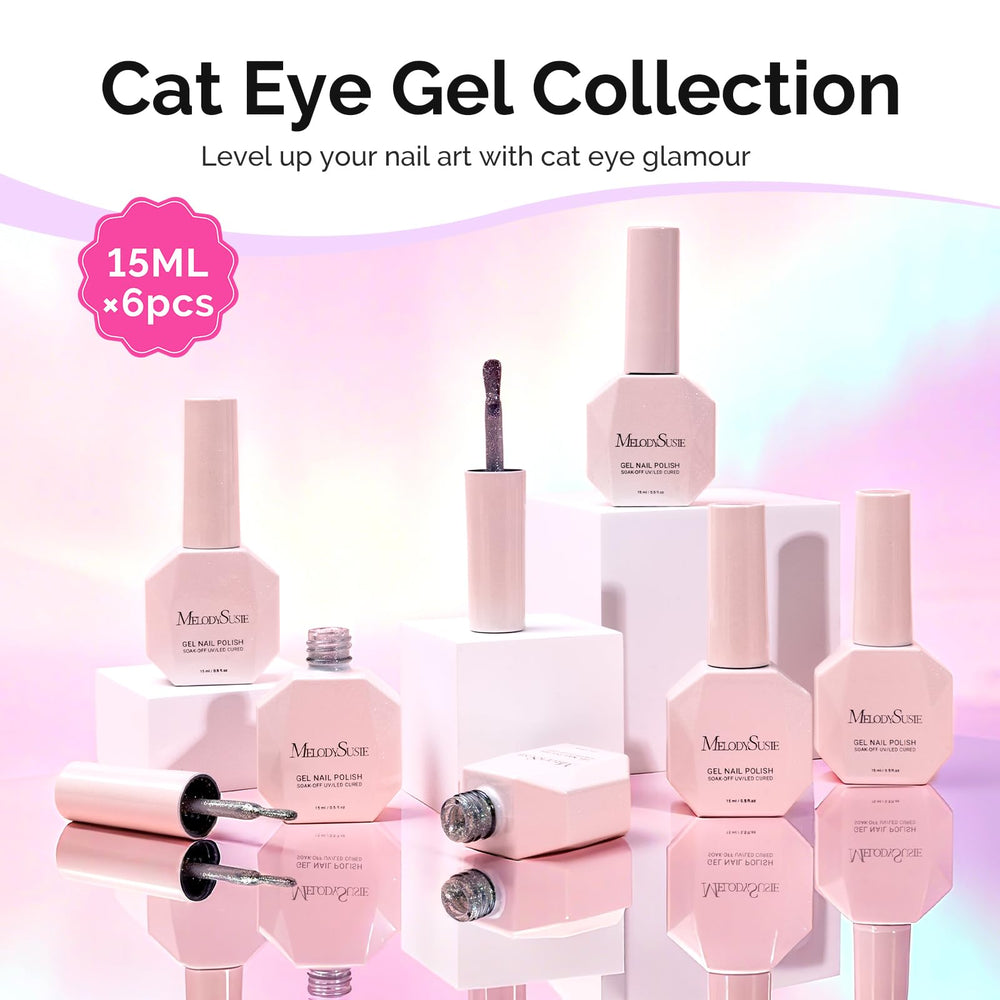MelodySusie coffret emballage, 6 bouteilles vernis gel, styles variés.