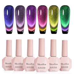 MelodySusie vernis gel œil-de-chat 9D rose, effet éclatant pour ongles tendance.